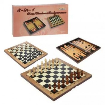 Игра настольная 3в1, в компл. игр. поле 29х29см., шахматы, шашки-нарды, кости, кор.								